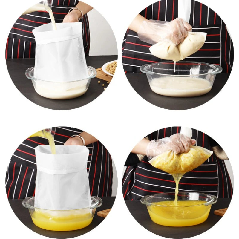 Kitchen Filter Mesh Bags Reusable Food Grade Soy Milk Filter Bags Food Strainer Bag for Soy Milk Juices Home Brewing