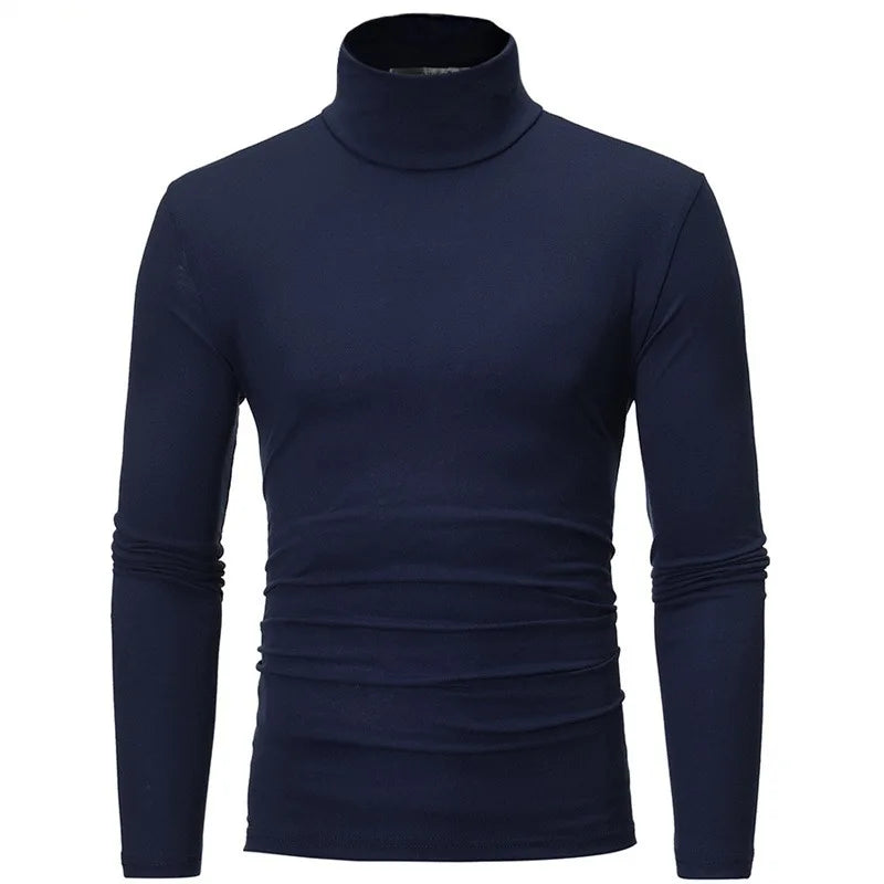 Autumn  Winter Men's High Neck T-shirt Slim Fit Fashion High Elastic Long Sleeve Casual Breathable Apparel Pullover
