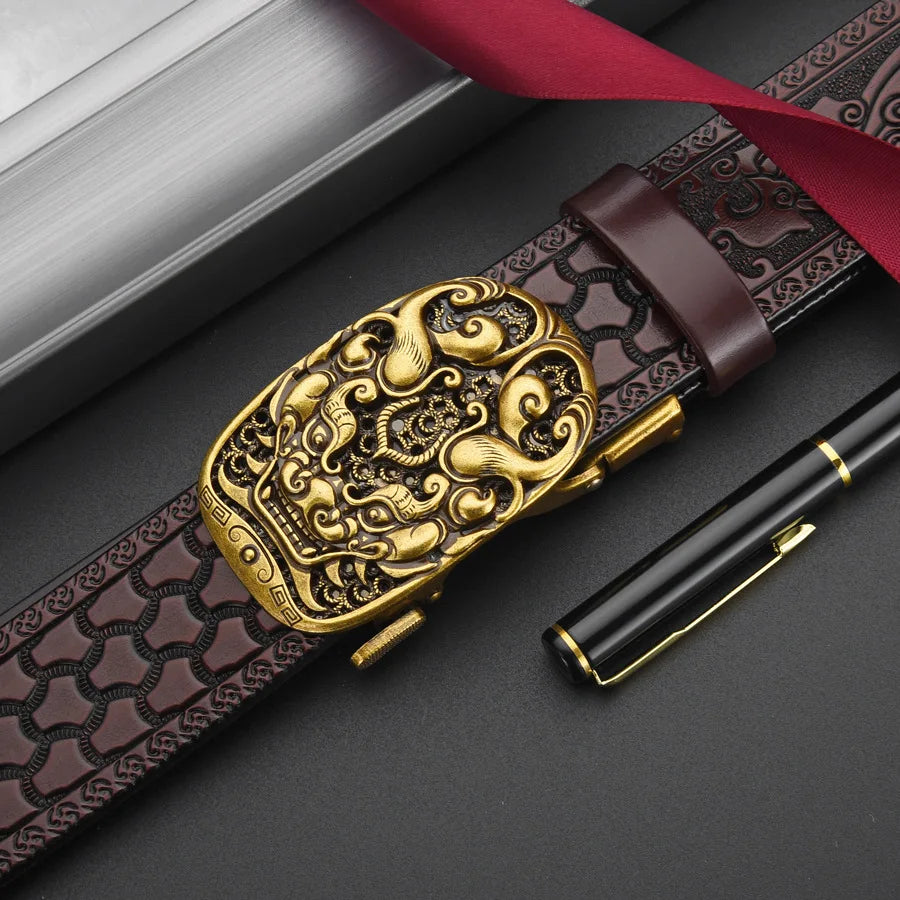New Genuine Leather Retro Men's Belt Luxury Brand Fashion Trend Business Men's Belt for Men's Gift
