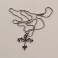 Vintage Cross Pendant Necklace Unisex Versatile Simple Long Sweater Chain Hip Hop Accessory