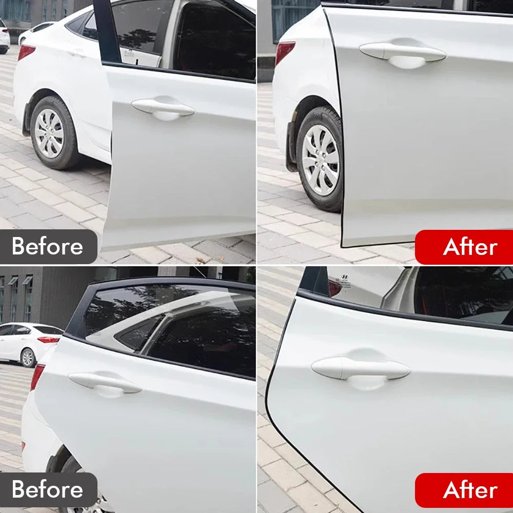 Car Door Edge Guards, 16ft Clear Chrome Universal U Shape Rubber Sealed Door Edge Protection Fit for Most Car