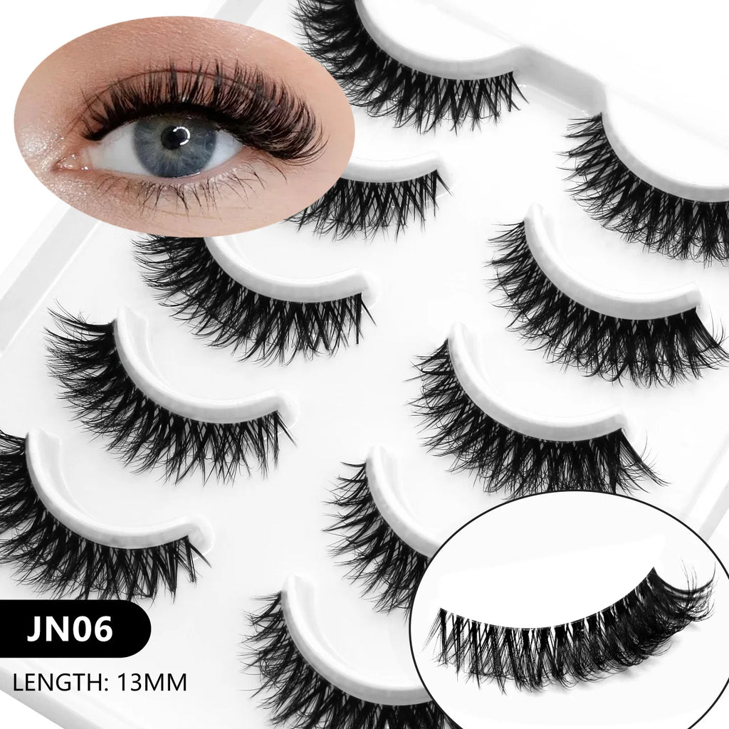 VELTRINAY Fake Lashes Mink Lashes Plush 3D False Eyelashes Clear Band Accent Cat Eye Lashes False Lashes Makeup