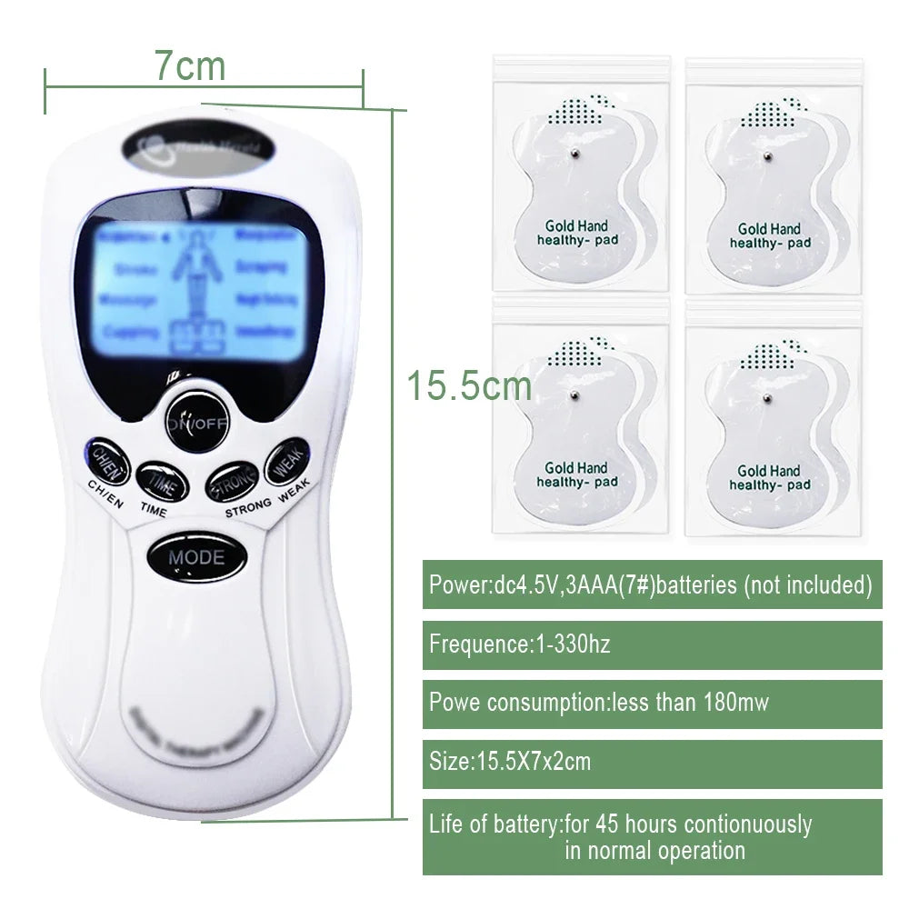 Portable 8 Modes Electric EMS Tens Acupuncture Body Massager LCD Digital Meridian Relax Muscle Stimulation Stimulator Device
