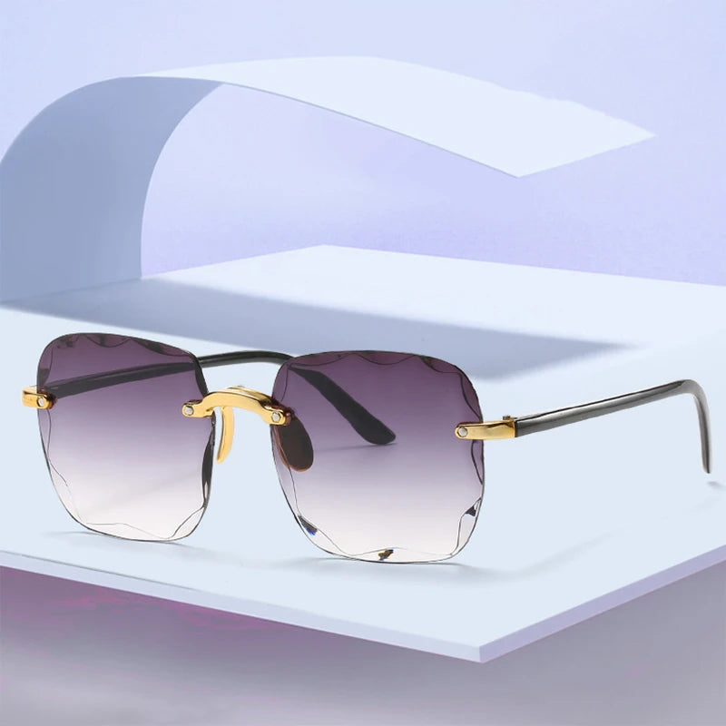New Rimless Women's Sunglasses Fashion Gradient Lenses Sun Glasses Lady Vintage Pc Legs Classic Designer Shades Sunglasses