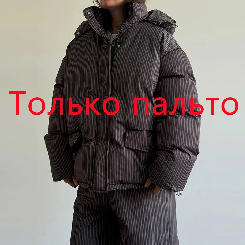 Puffer Women's Two Piece Set Winter Thick Outerwear High Waist Puffer Long Pants Thickened Version Winter Wear 2026 New Arrival