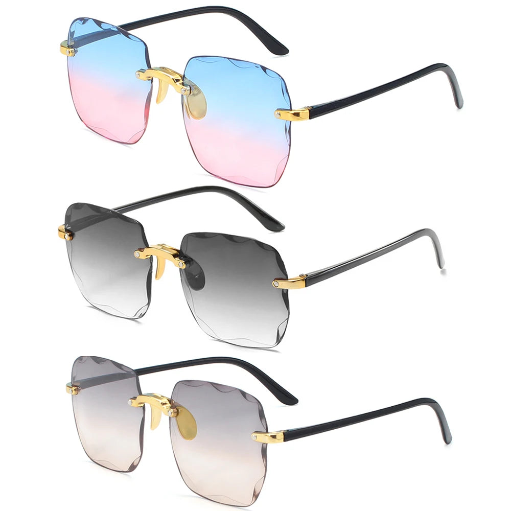 New Rimless Women's Sunglasses Fashion Gradient Lenses Sun Glasses Lady Vintage Pc Legs Classic Designer Shades Sunglasses