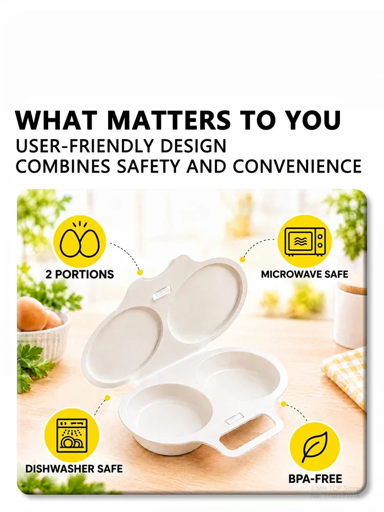 Aoifn Food Grades Plastic Microwave Egg Cooker Heat Resistant Kitchen Cooking Mold Egg Fryer Easy To Clean Steamed Egg Box