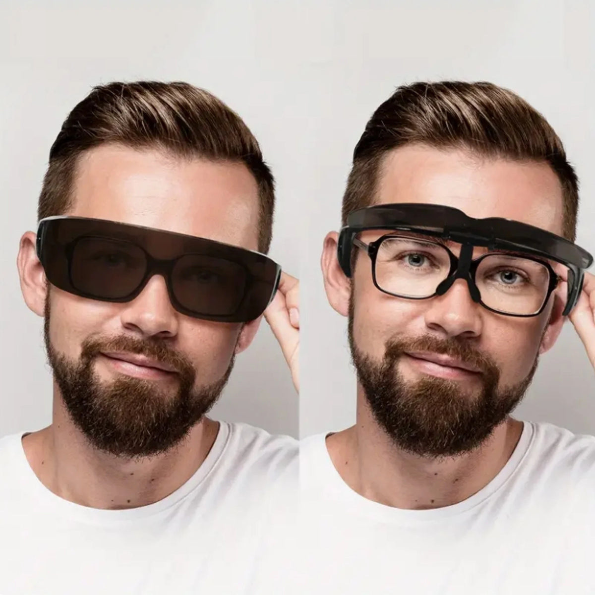 Flip Up Fit Over Glasses Oversized Sunglasses UV400 Side Shield Over Prescription Eyeglasses Night Driving Fishing Shades