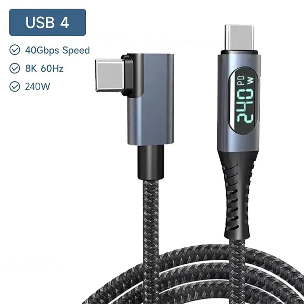 1M USB 4 Cable with LED Display Supports 8K Video 40Gbps 240W USB C Charging Cable For lPhone 15 MacBook Docking Stations