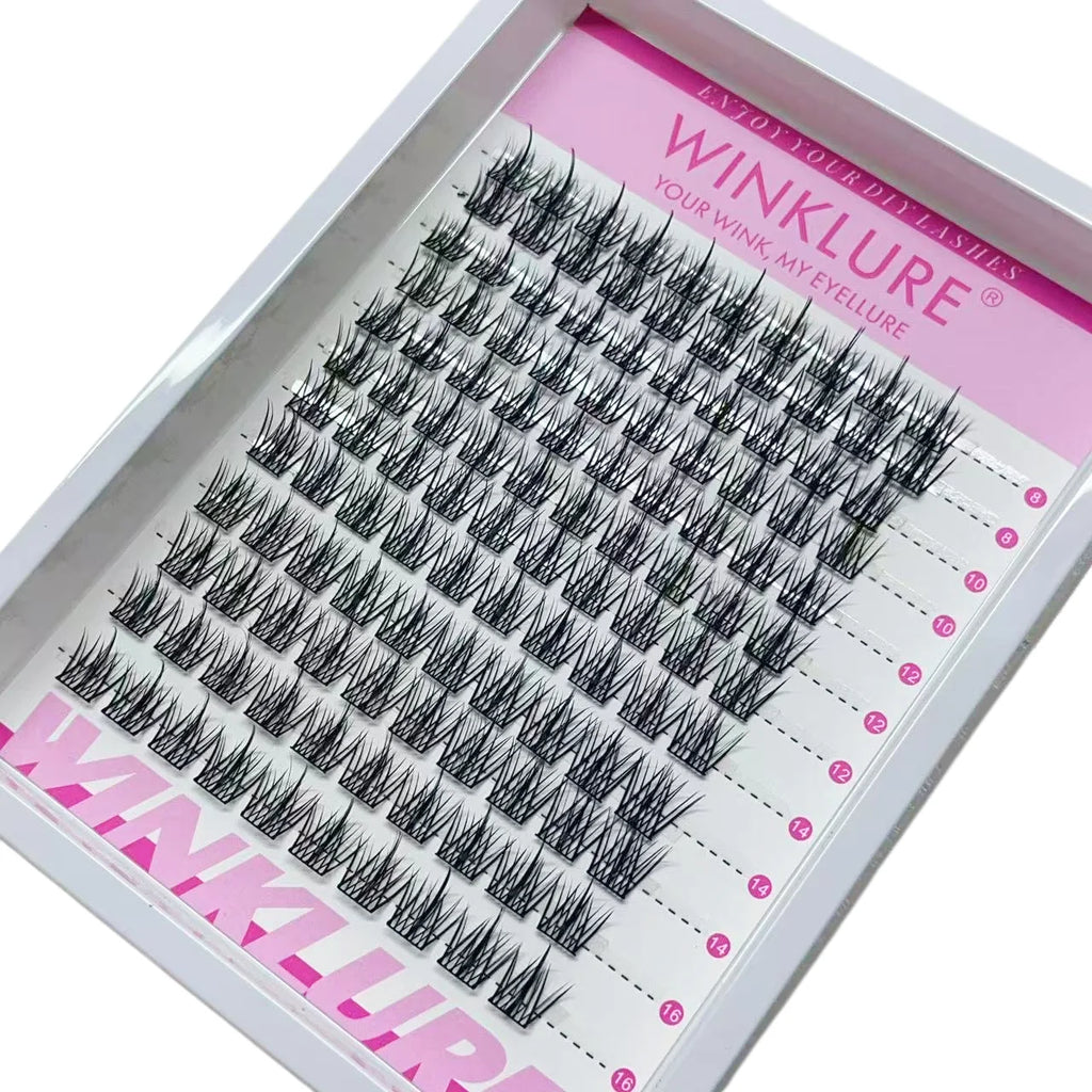 WINKLURE Manga Lash Clusters Kit Cat Lashes with Lash Bond & Seal Cluster Eyelash Extensions Mixed Tray Eyelash Clusters Kit