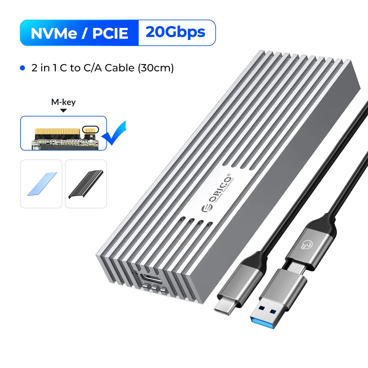ORICO NVMe M.2 SSD Enclosure USB4 40Gbps PCIe3.0x4 20Gbps 10Gbps M.2 External Case Compatible with Thunderbolt 3/4 USB3.2/3.1