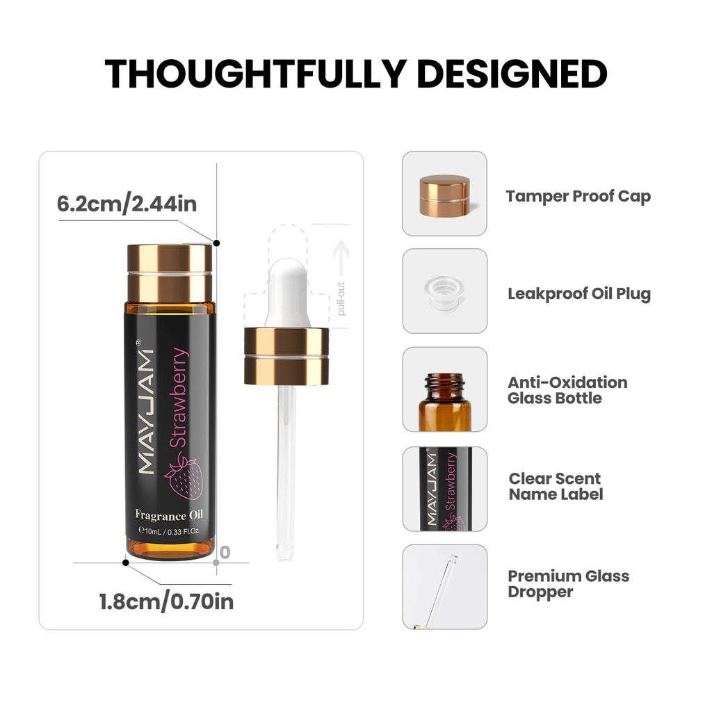 MAYJAM 10ml Fragrance Oil with Dropper Strawberry Coconut Cherry Orange Blossom Aroma Oil For Women and Men's