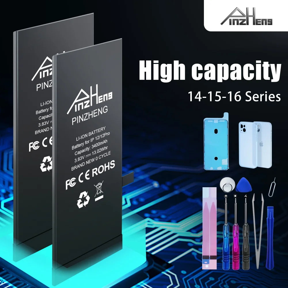 PINZHENG Real High Capacity Battery For iPhone 16 14 15 Pro Max 15 16 14 Pro 14 Plus 15 Plus 16 Pro Max Replacement Batteries