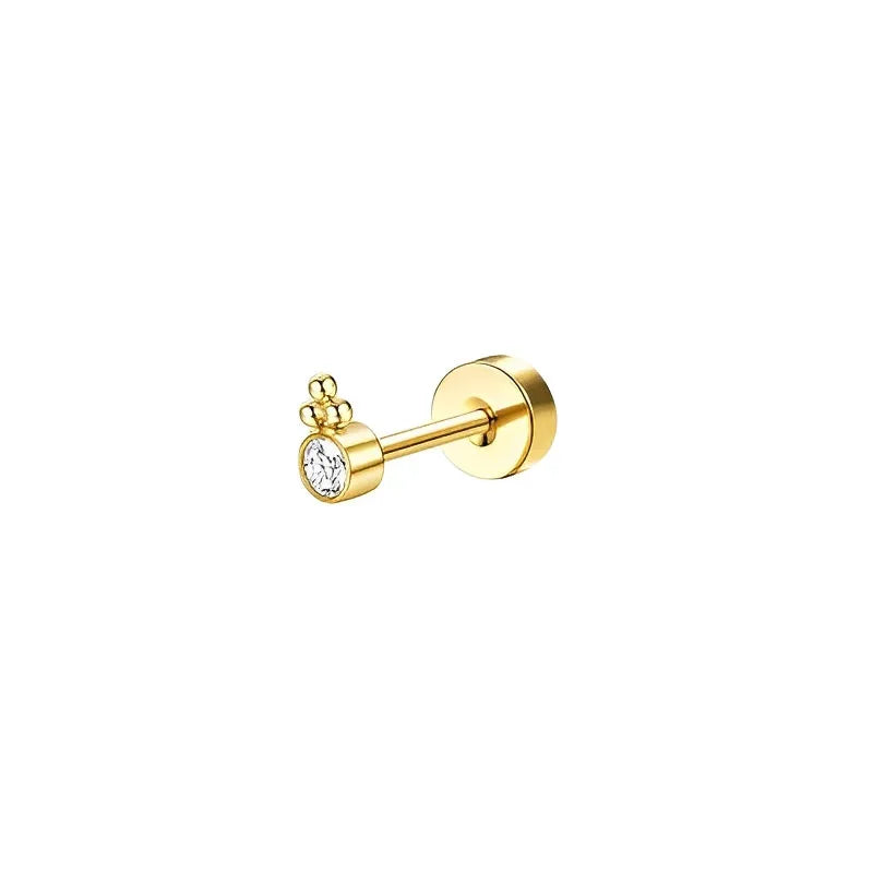 Bobisty 1pc Earrings Surgical Stainless Steel Earrings for Women Dainty Flat Back Earring Stud Hoop Cartilage for Sensitive Ears