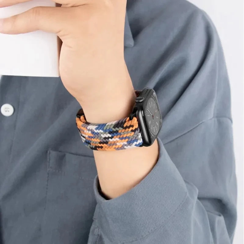 Nylon Strap For Apple Watch Band Ultra 44mm 40mm 45mm 49mm 41mm 44 mm magnetic buckle Braided Bracelet iWatch series 10 9 se 7 8