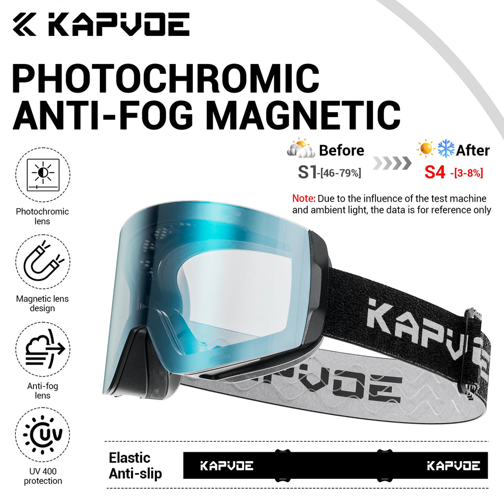 KAPVOE Magnetic Snow Goggles Double Layer Anti-Fog UV Protection for Skiing Snowboarding High-definition Clarity Unisex Skiing