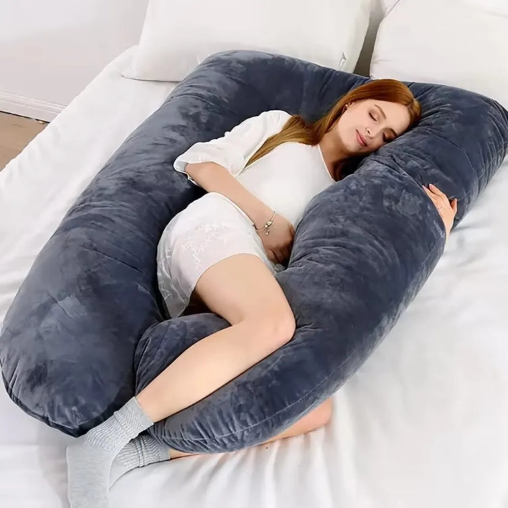 Pregnancy Pillow U-Shaped – Soft Fleece Maternity Body Pillow, Full Body Support for Side Sleeping, Lumbar & Belly Support
