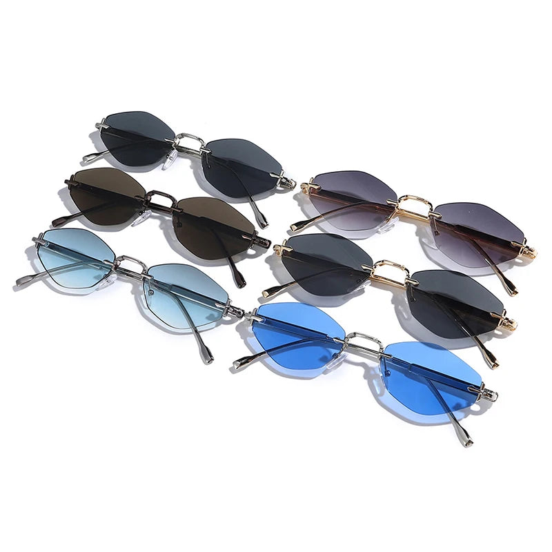 DDDLONG Retro Fashion Rimless Punk Y2k Sunglasses Women Men Sun Glasses Vintage UV400 Outdoor Shades D713