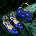 Party Shoes and Bag Ladies Heel Decoration Pure Elegant Flower Wedding Shoes and Bag Full Rhinestone Fashion Handbag