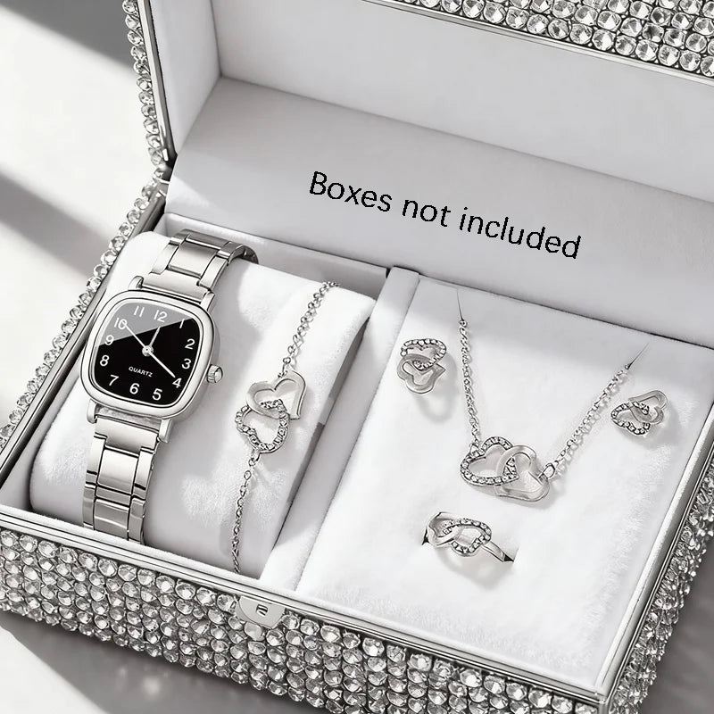 6-piece ladies' elegant quartz watch and minimalist accessory set for daily wear, holidays, and gifts for friends and family