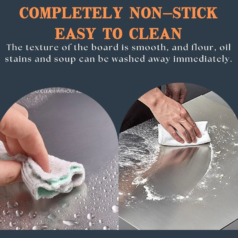 Stainless Steel Cutting Board, Multi Use for Dough Kneading, Chopping, Fruit Cutting, Antibacterial Kitchen Surface, Easy Clean