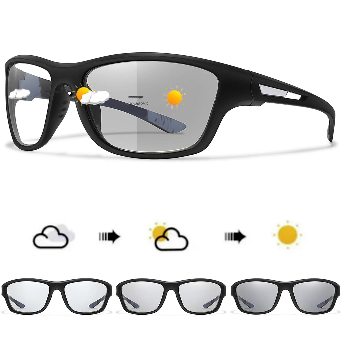 Photochromic Motorcycle Sunglasses Men Women Outdoor Cycling Driving Hiking Eyewear Fishing UV400 Protection Goggles