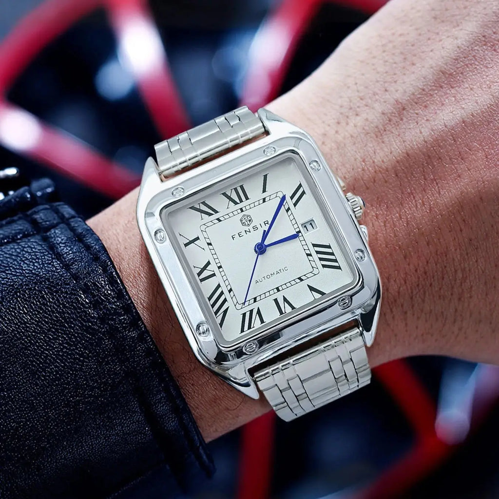 Luxury Watch for Men, Calendar Display, Stainless Steel Strap, High-End Luxury Small Square Men's Watch, Fashionable Business Casual Versatile Trendy Men's Wristwatch, the Best Gift for Him