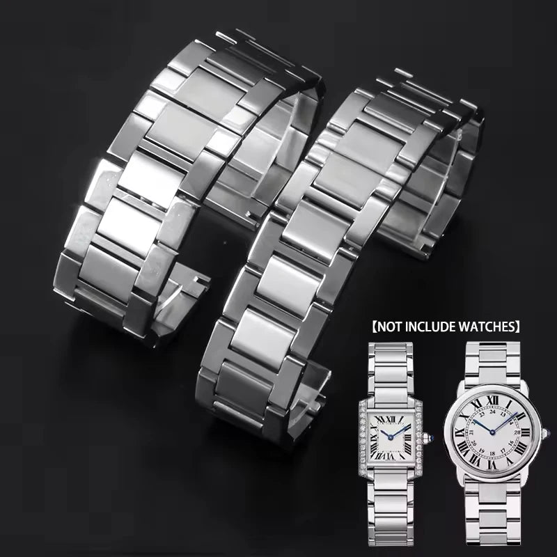 For Cartier Tank Solo Series Watchband Luxurious Stainless Steel Bracelet High Quality silver Strap 16mm 17.5mm 20mm 22mm 23mm