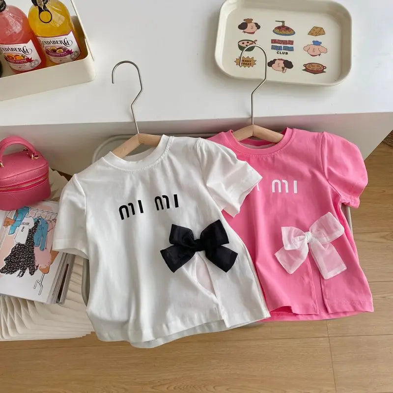 Summer Children Short Sleeve T-shirt for Girls Letter Printing Girls T Shirt Girls Tops Tees Cartoon Kids Clothes 2-8Year child