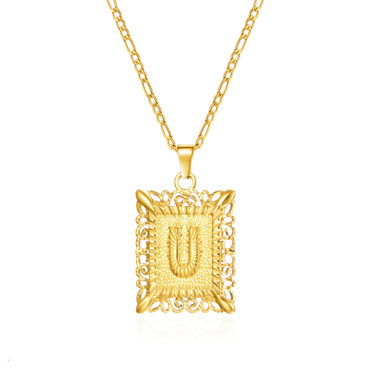 Stainless Steel Initial Letter Necklace For Women Men 2025 New Stylish Square Pendant Necklace Birthday Party Jewelry Gifts
