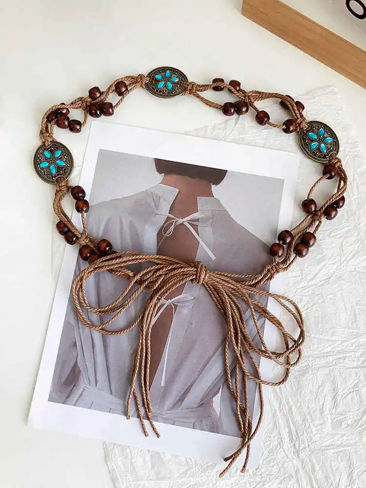 Women's Retro-Ethnic Style Waist Belt Summer New High-End Decorative Versatile Exclusive Crafted Cord