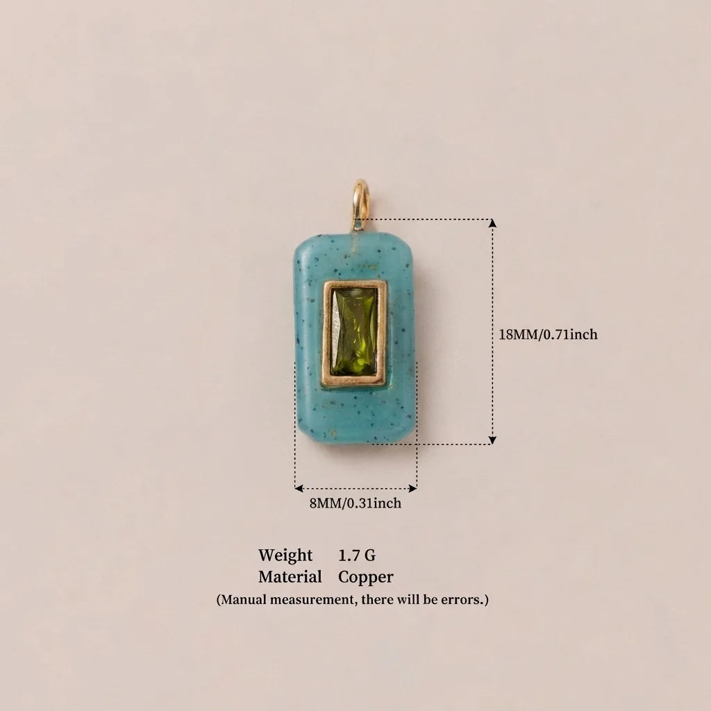 Luxury Fashion December Birthstone Colorful Zircon Geometric Pendant DIY Handmade Stainless Steel Color Retention Women Jewelry