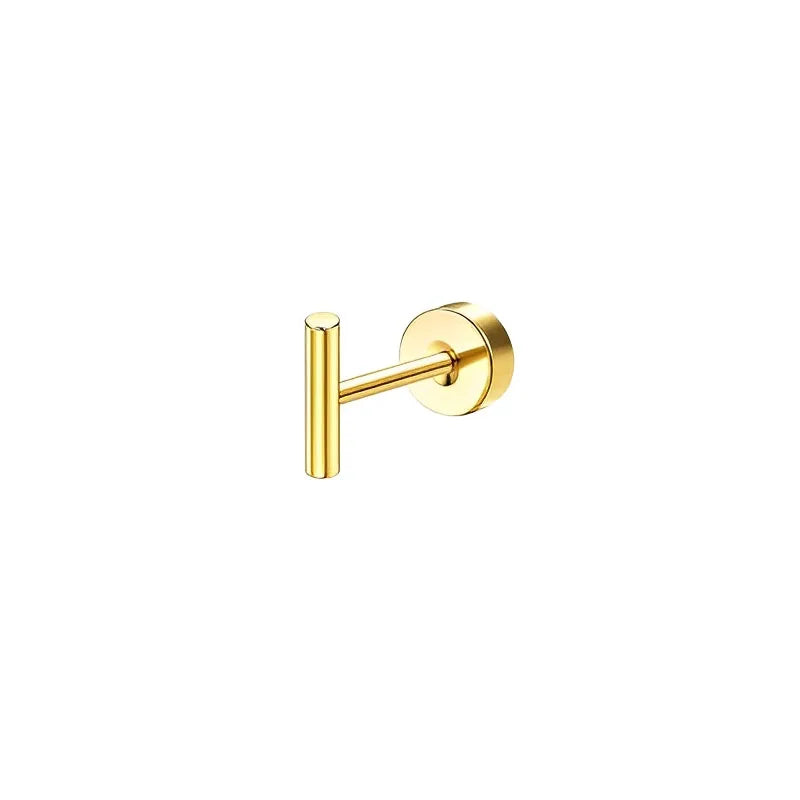 Bobisty 1pc Earrings Surgical Stainless Steel Earrings for Women Dainty Flat Back Earring Stud Hoop Cartilage for Sensitive Ears