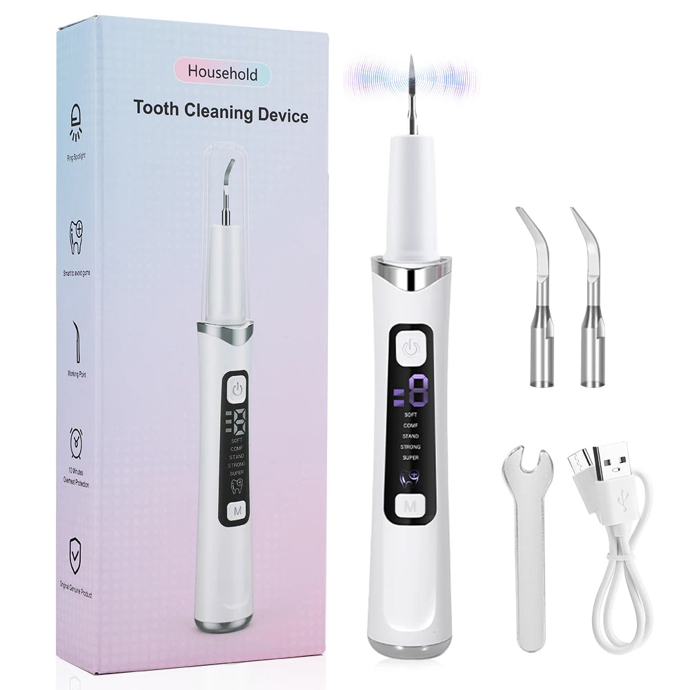 Ultrasonic Dental Scaler Tartar Remover for Teeth Cleaning 5 Modes with LED Light Household Oral Care Dental Cleaner Tool