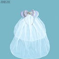 White Day Mouse Ears Headband With Veil Sequins 5"Bow Headwear For Women Festival Hairband Single Party DIY Hair Accessories