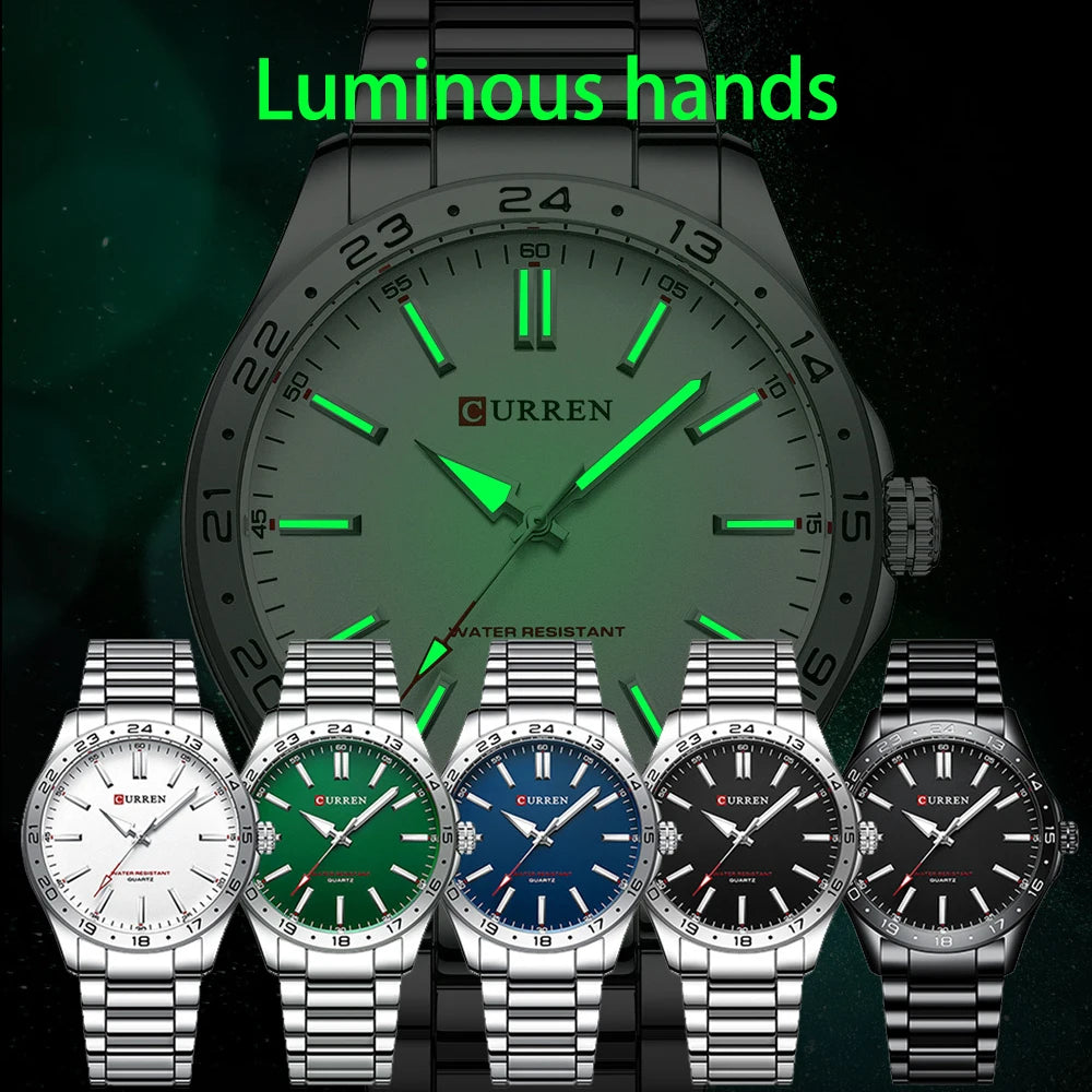 CURREN Men Fashion Ultra Thin Watches Simple Men Business Stainless Steel Quartz Watch Casual Watch For Man Relogio Masculino