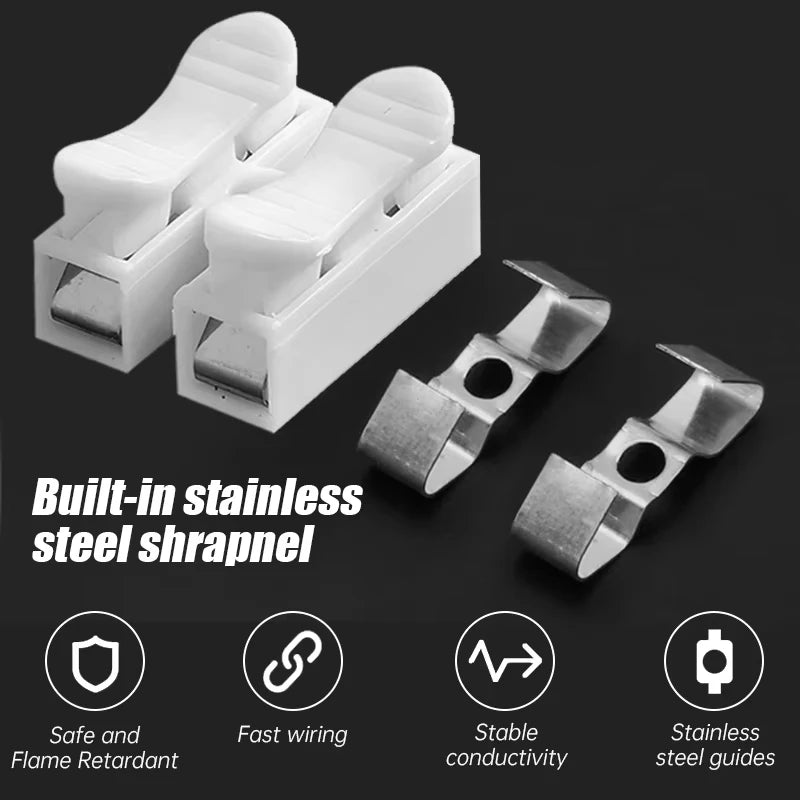 Quick Wire Connectors 1P 2P Screwless Spring Clamp Terminal Block No Soldering Cable Terminals For Electronics Wiring Connection