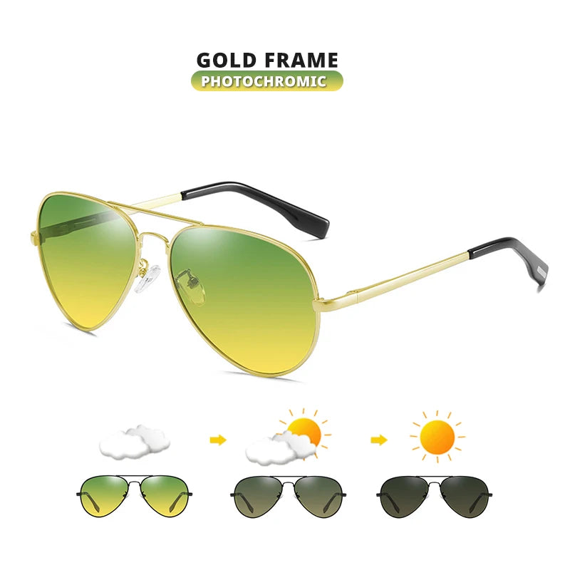 Top Brand Pilot Photochromic  Sunglasses Men Polarized Day Night Driving Glasses Women Chameleon Goggles Unisex sonnenbrille