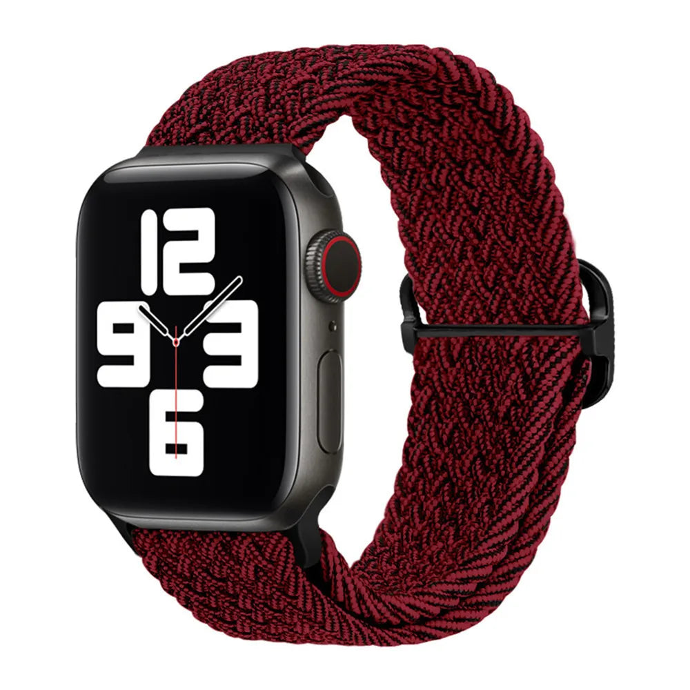 Braided Loop for Apple Watch Strap 44mm 40mm 45mm 41mm 42mm 38mm 49mm Elastic Solo Bracelet IWatch Series 7 Se 3 6 Ultra 8 Band