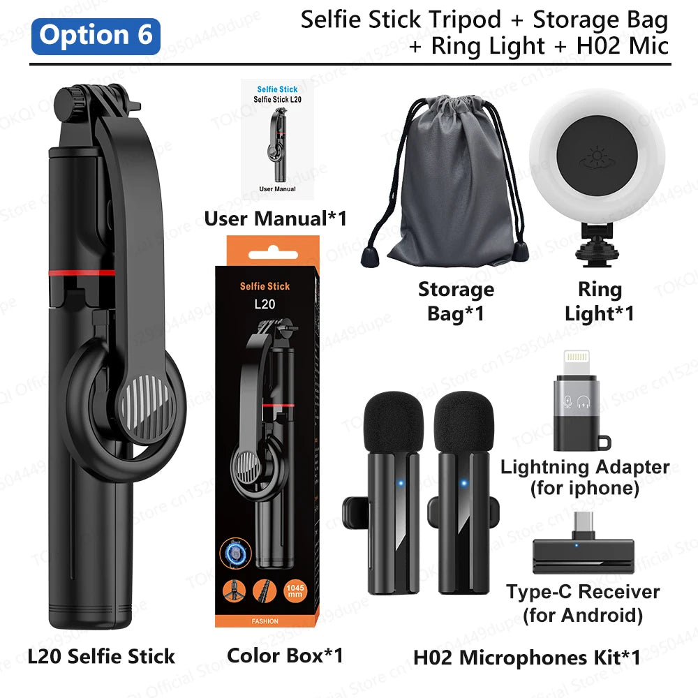 TOKQI Tripod Magnetic Phone Holder Extendable Selfie Stick for Smartphone Shooting Vlog with Wireless Bluetooth Remote Control