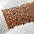 11pcs/Set Stylish Simple Punk Style Heart Beaded Splicing Hollow Chain Bracelet Set Suitable For Women's Daily Wear Gift Giving