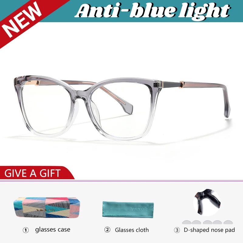VICKY New Simple Cat's Eye Personalized Design Fashion Anti-Blue Light Reading Glasses Customizable Prescription 27007