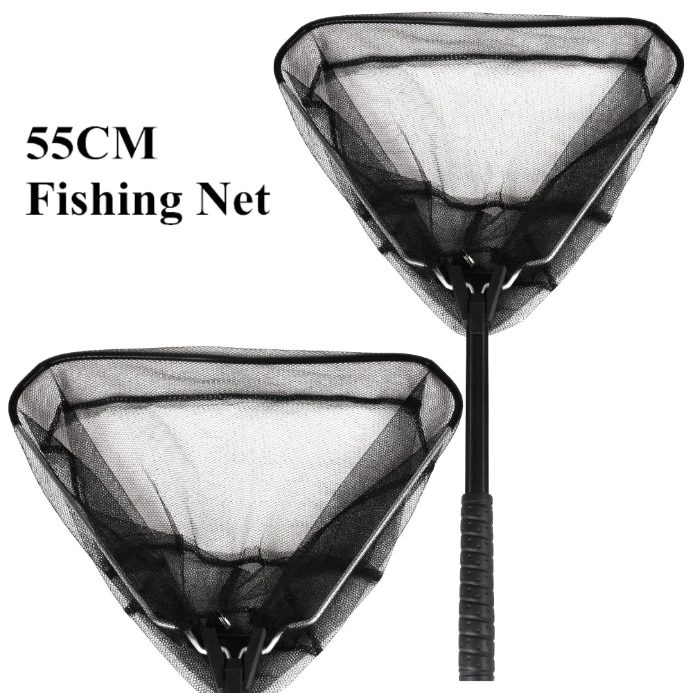 190cm 92cm 55cm Telescopic Landing Net Folding Fishing Pole Extending Fly Carp Course Sea Mesh Fishing Net For Fly Fishing