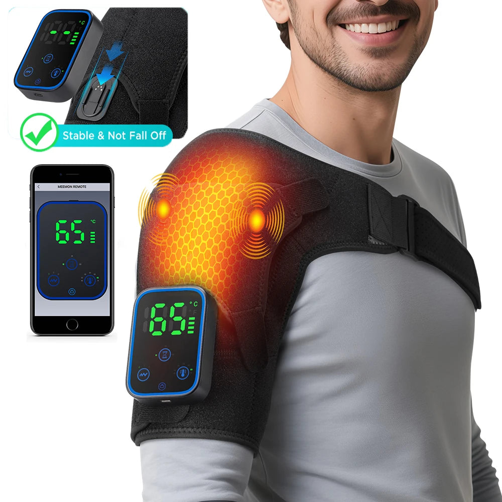 Electric Heating Shoulder Brace LED Display Vibration Shoulder Massage Support Belt Strap For Joint Brace Care Muscle Relaxation