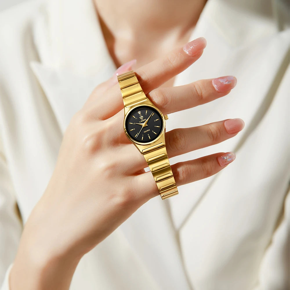 LIEBIG Women Quartz Watches Japan Movement Mens Luxury Stainless Steel Female Ladies Golden Wristwatch Clock Relogio Feminino