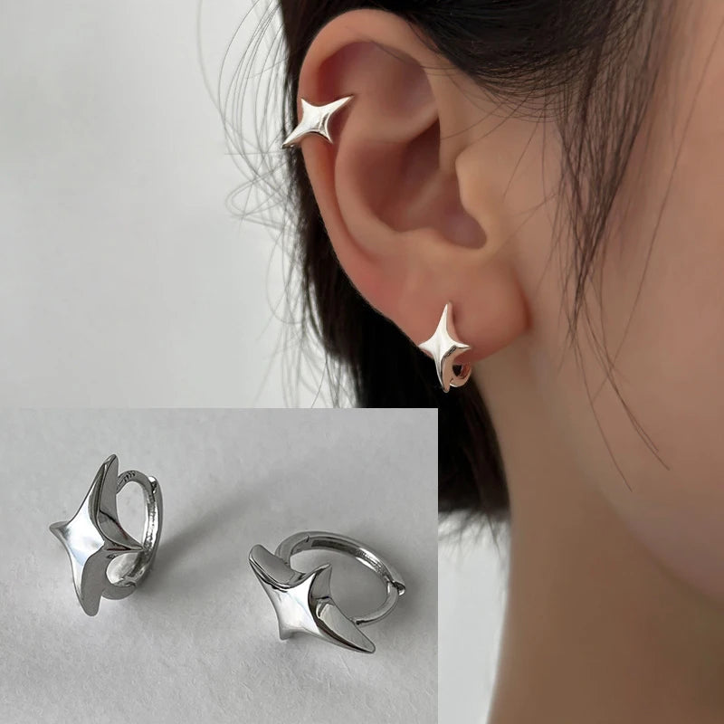 925 Sterling Silver Star Earring for Women Girl Personal Originality Trend Hip Hop Neutral Jewelry Gift Dropshipping