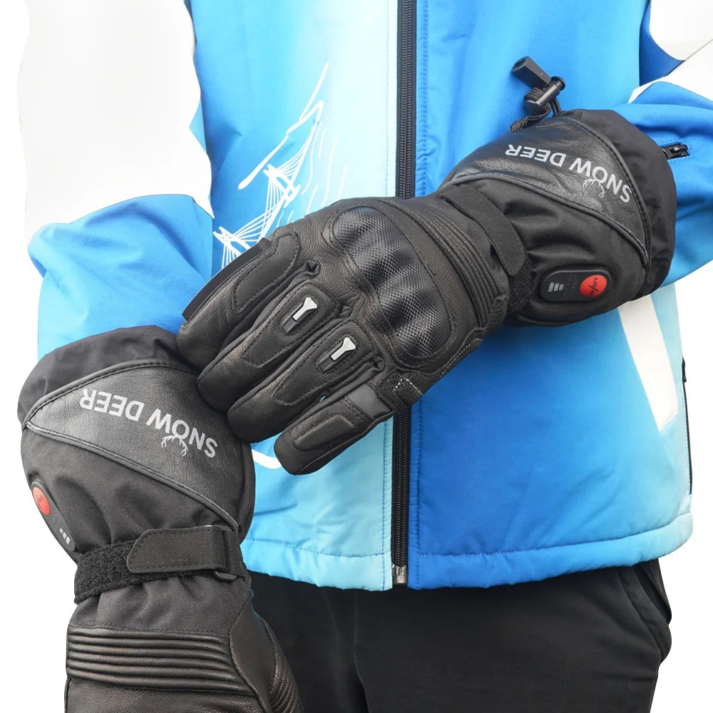 Motorcycle Heated Gloves Battery Powered Moto Guantes Winter Waterproof Riding Gloves Outdoor Keep Warm Guantes Para Moto