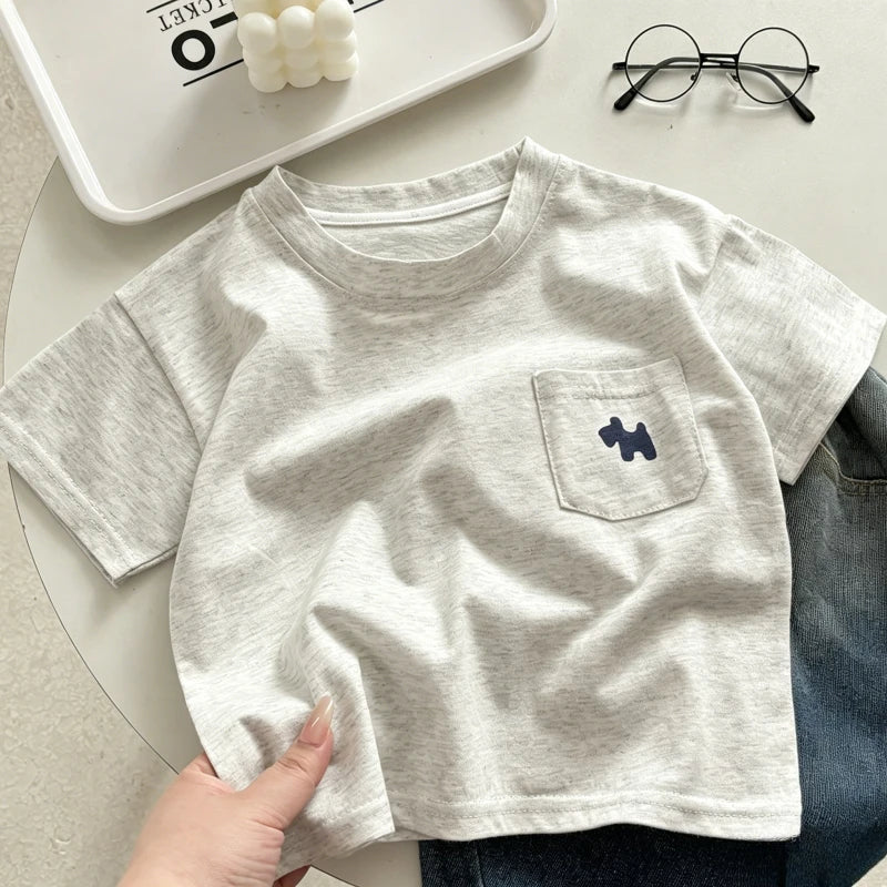 Children's Soft Cotton T-shirt Cotton Boys Summer Baby Boys and Girls New Clothing Girls Loose Casual Blouse Half-sleeved