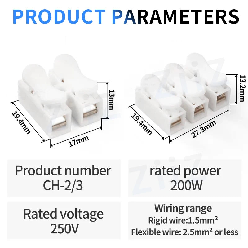 20/50Pcs No Solding Quick 1P 2P Cable Wire Connector No Screw Terminal Block Spring Clamp ZiiZ