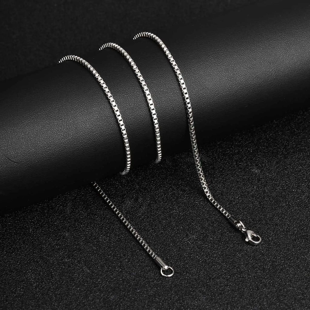 2mm Casual Stainless Steel Cuban Chain Necklace for Men,Hip Hop Punk Silver Color Metal Chain Link Layers Collars Jewelry